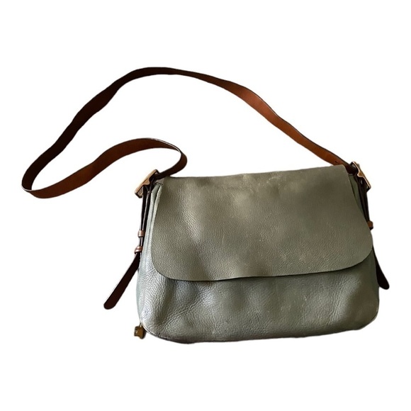 FOSSIL-GREEN LEATHER CROSSBODY/SHOULDER BAG - Picture 1 of 13